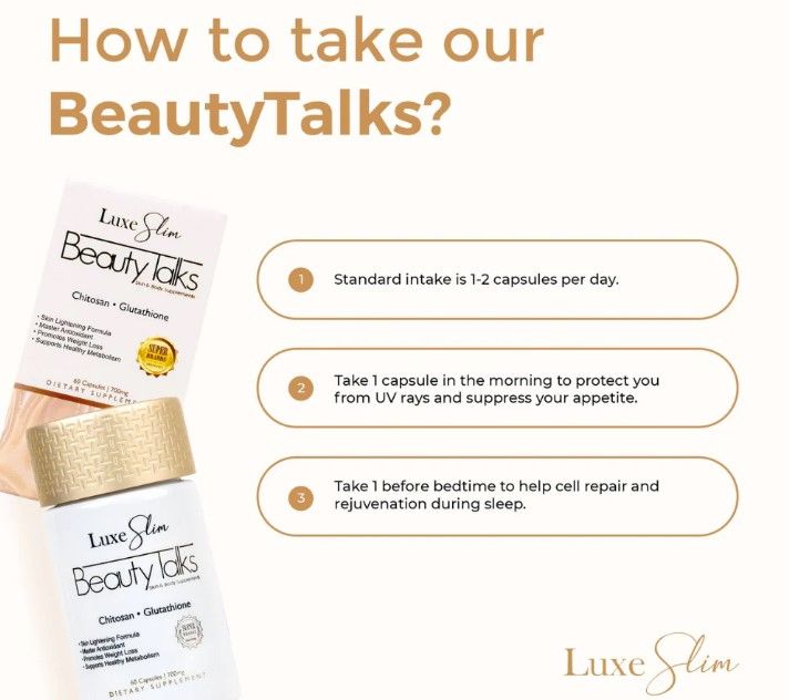 Luxe Skin by Anna Magkawas Beauty Talks Chitosan Glutathione 60caps Luxe Skin by Anna Magkawas Beauty Talks Chitosan Glutathione 60caps