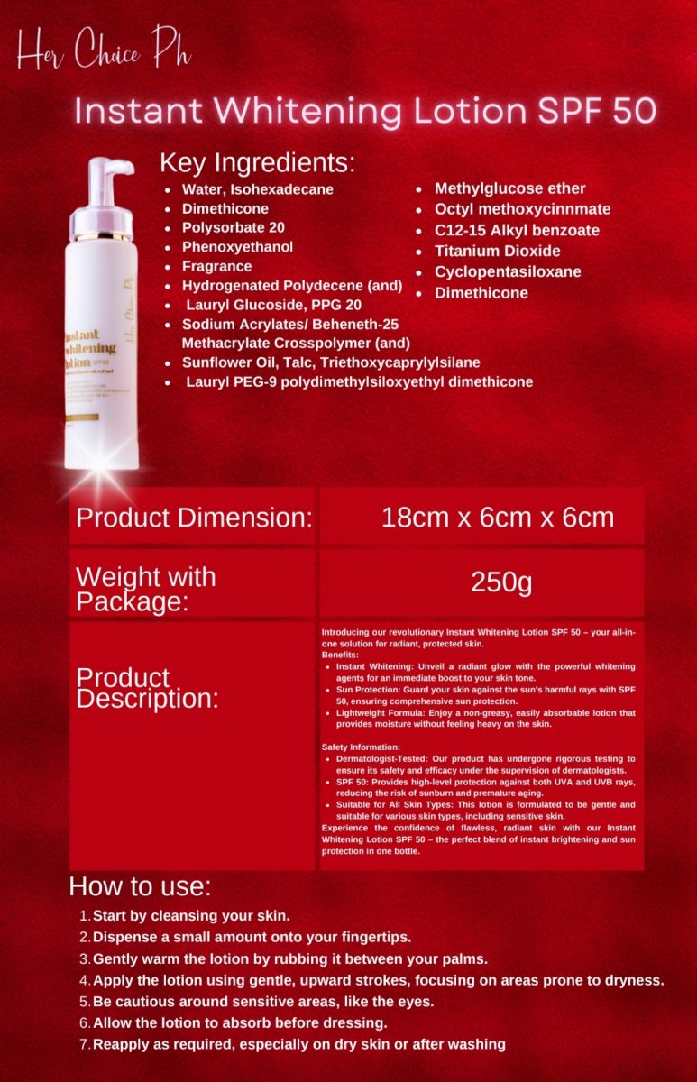 Her Choice Ph Set C (Kojic, sunflower oil and Instant whitening lotion)