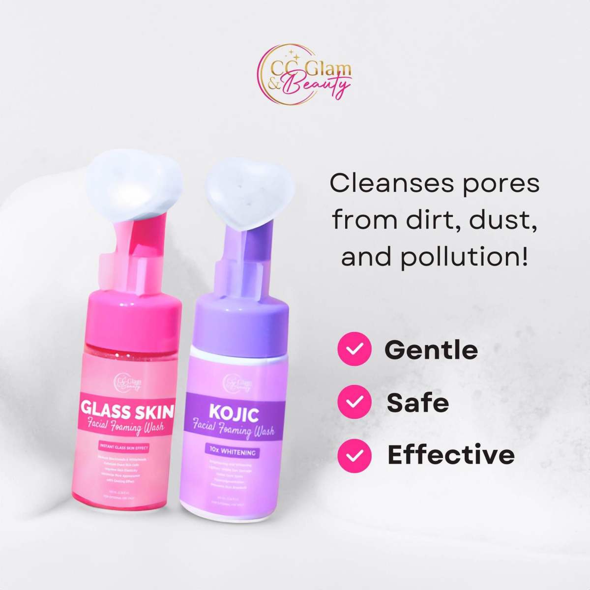CC GLAM & BEAUTY | GLASS SKIN & KOJIC FACIAL FOAM WASH
