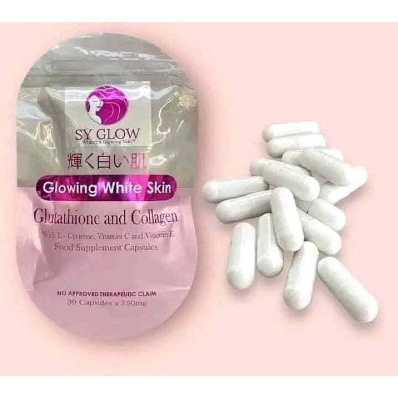 SY GLOW Glowing White Skin Glutathione and Collagen Capsule (30 x 750mg)