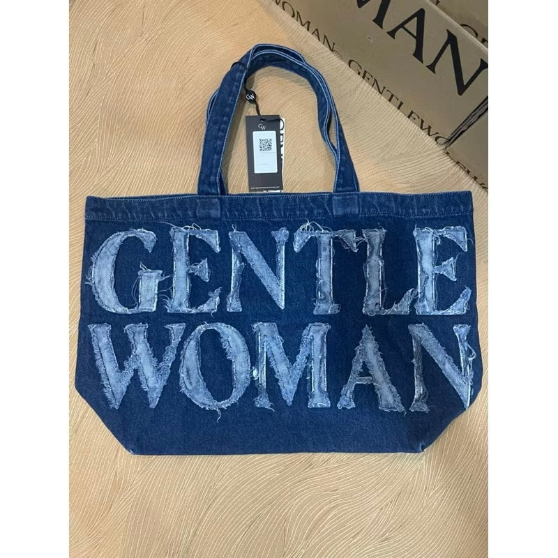 Gentlewoman denim bag 2025 new large capacity commuter tote bag