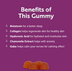 Wellspring Night Time Beauty Melatonin with Collagen and Hyaluronic Acid Gummies for Better Sleep with Glowing Skin Anti Aging