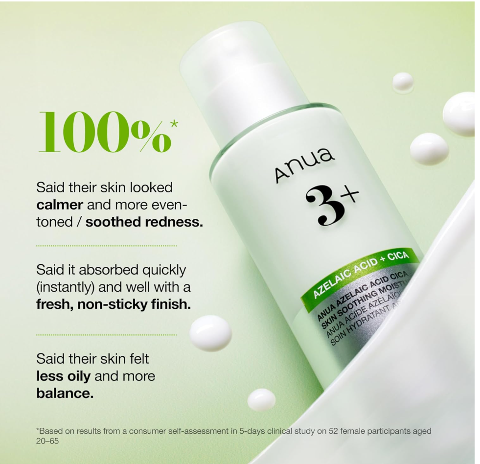 Anua Azelaic Acid CICA Skin Soothing Moisturizer, Lightweight & Redness Relief,