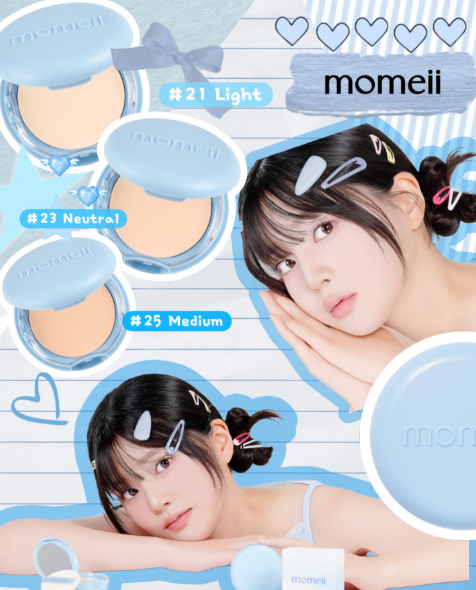 Momeii Cloud Pore Powder Pact 9 g/ Matte, Pore‑Blurring/