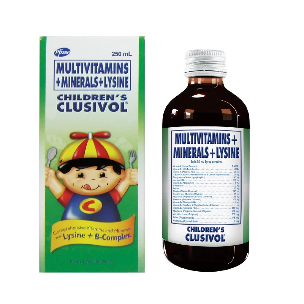 CLUSIVOL Syrup 250ml (Multivitamins + Minerals + Lysine)