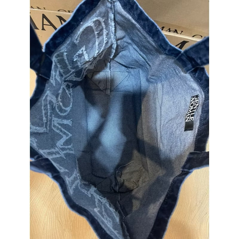 Gentlewoman denim bag 2025 new large capacity commuter tote bag