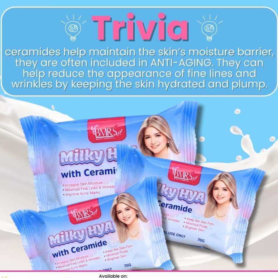 3PCS BMRS MILKY HYA WITH CREAMIDE SOAP Increase Skin Moisture, Minimize Fine Line & Wrinkles, Brighten Skin 70g