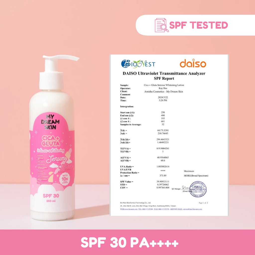 CICA + GLUTA INTENSE WHITENING LOTION | LIGHTENS | HYDRATES AND MOISTURIZES | PROMOTES HEALTHY SKIN BARRIER | SPF30 PA++++ Body Care Skin Repair Glutathione