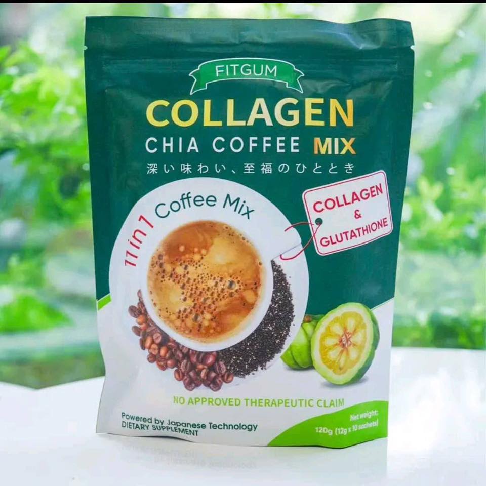 FITGUM Collagen Chia Coffee Weight Management Fitgum 20X Collagen Coffee Whitening Skin With Glutathione Slimming Coffee With Collagen 10pcs