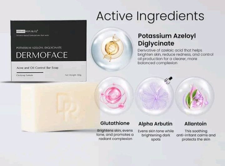 DERMOFACE Potassium Azeloyl Diglycinate Clarifying Oil Control for Acne prone Face Bar Soap – 135g