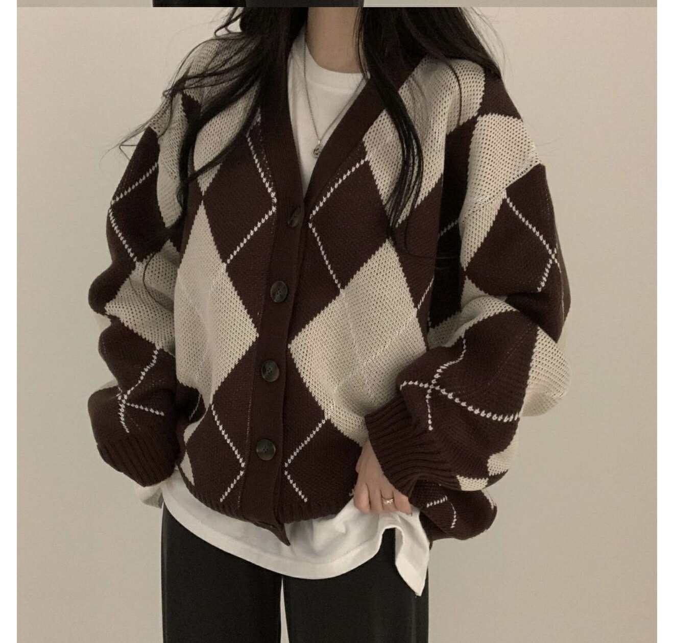 Argyle Overfit Cardigan