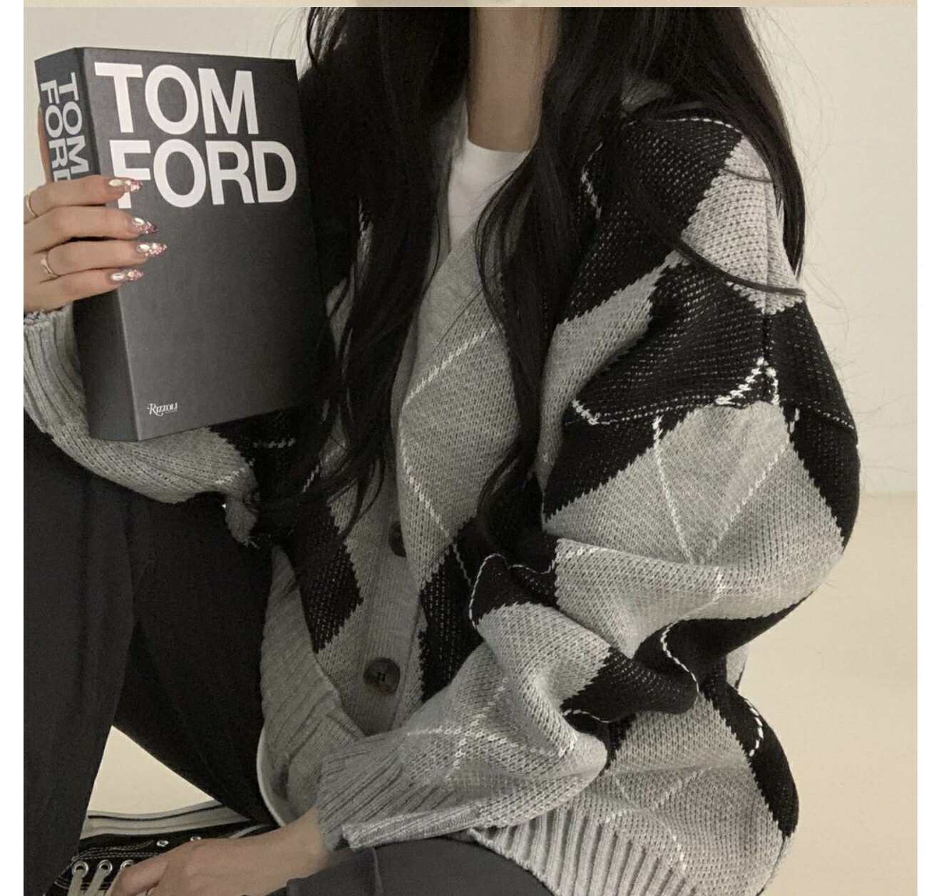 Argyle Overfit Cardigan