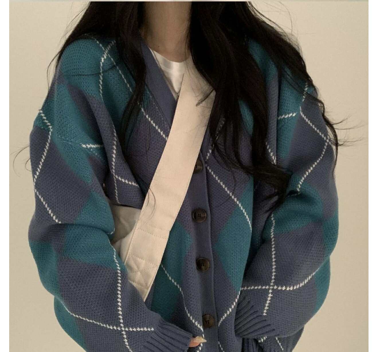 Argyle Overfit Cardigan