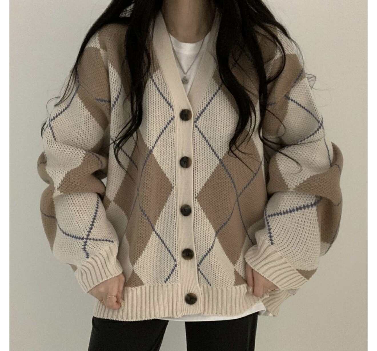 Argyle Overfit Cardigan