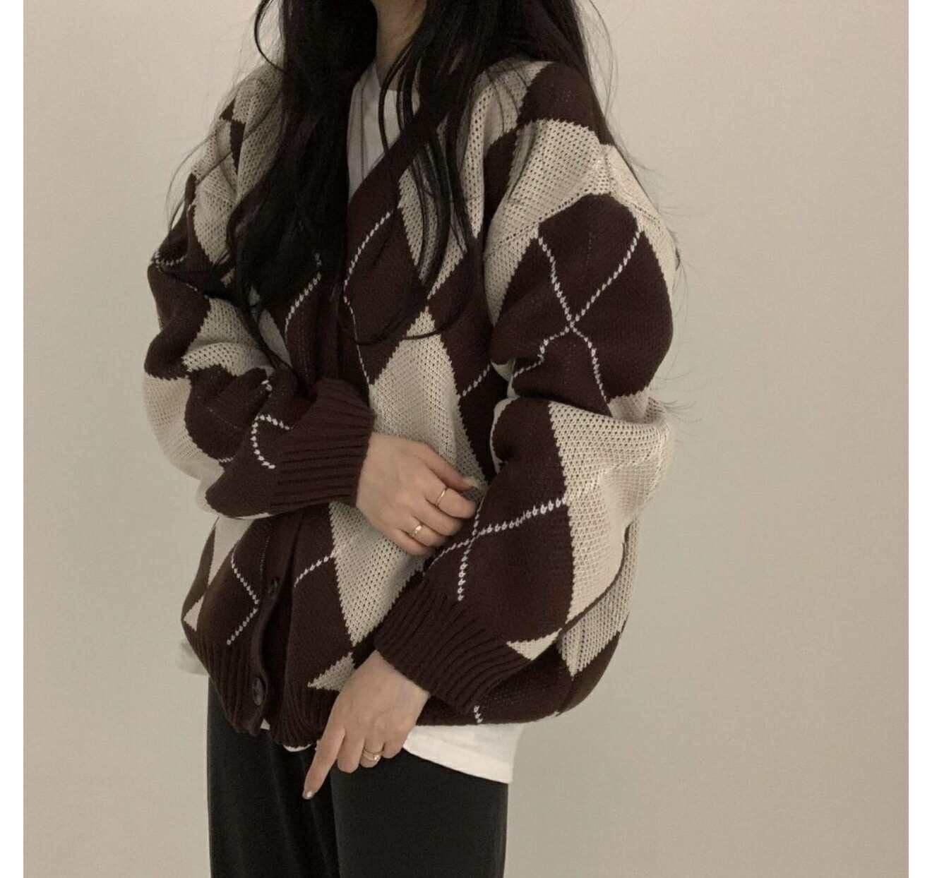 Argyle Overfit Cardigan