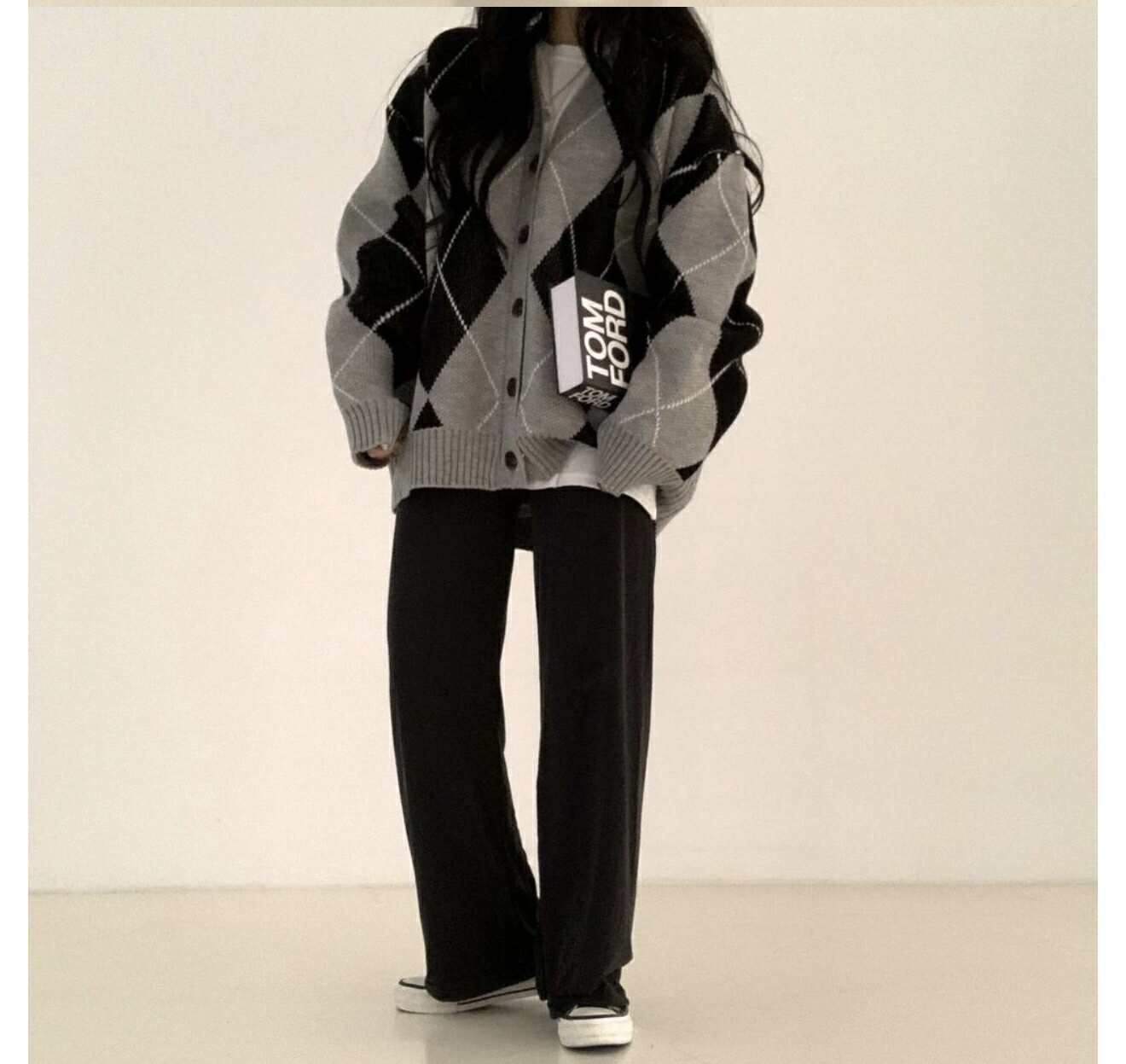 Argyle Overfit Cardigan