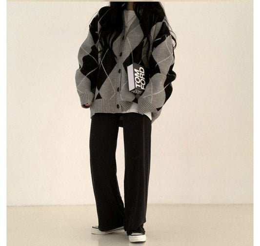 Argyle Overfit Cardigan