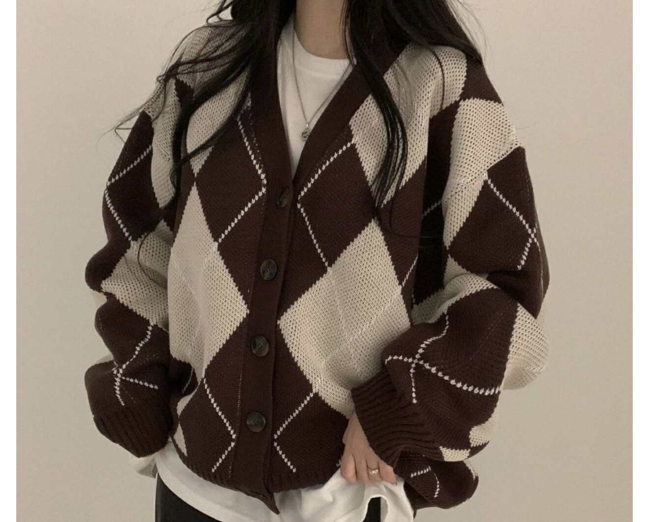 Argyle Overfit Cardigan