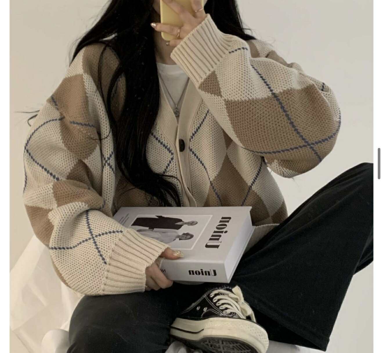 Argyle Overfit Cardigan