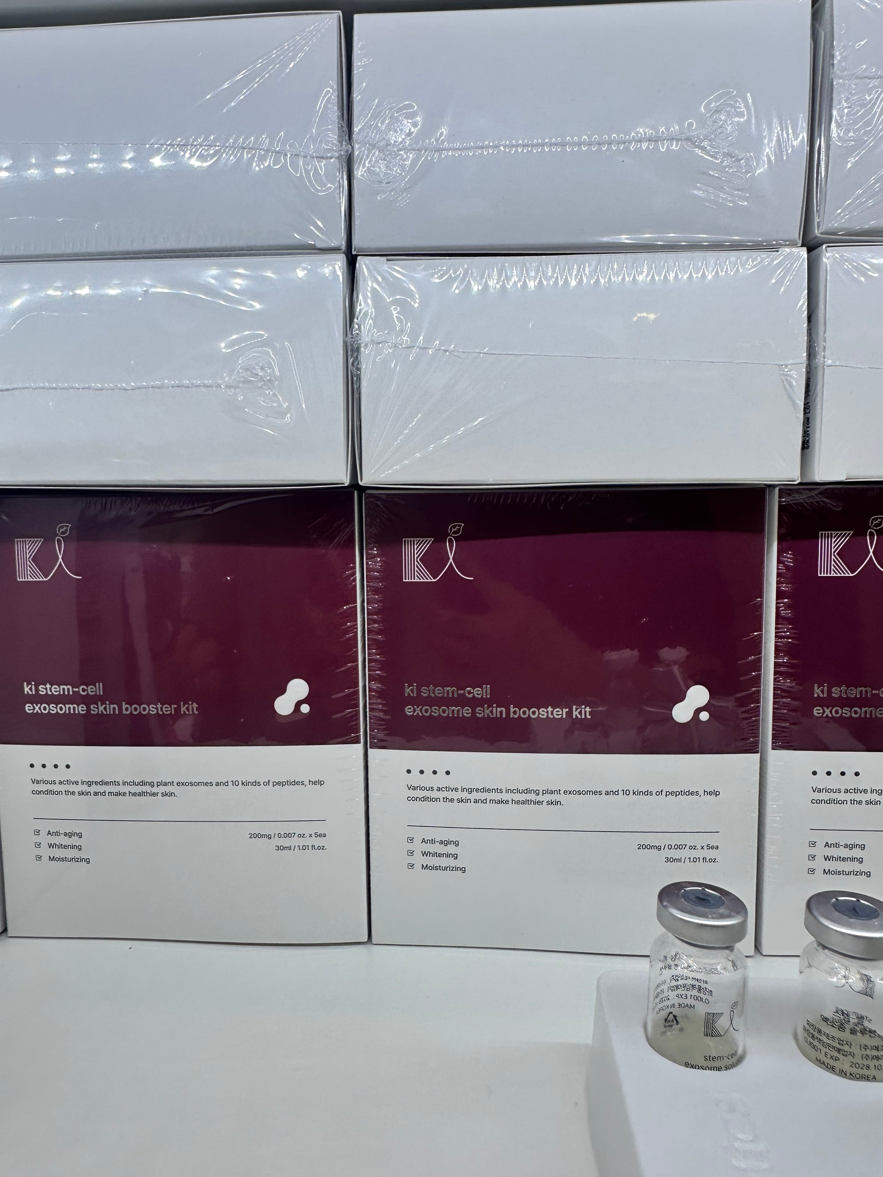Ki Stem-Cell Exosome Skin Booster Kit Booster Ampoule| Exosome, PDRN, Peptide, Collagen | Rejuvenation, Hydration, Anti-Aging | Korean Skincare 30ml (Solutions 0.01 oz x 5 Vials/Ampoule 1.01 fl.oz)