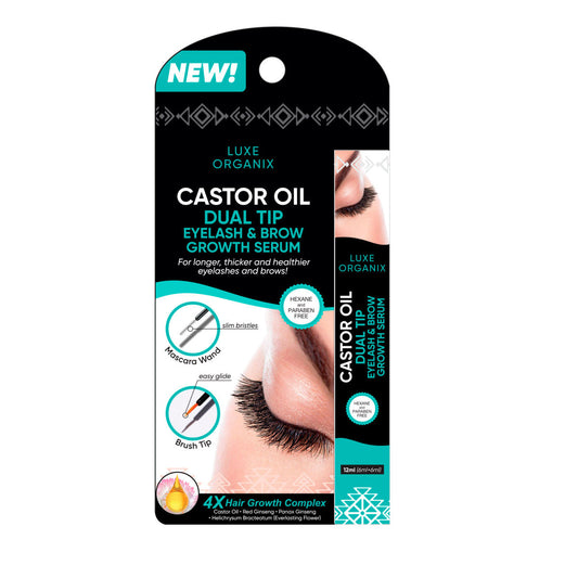 LUXE ORGANIX Castor Oil Dual Tip Eyelash & Brow Growth Serum 12ml