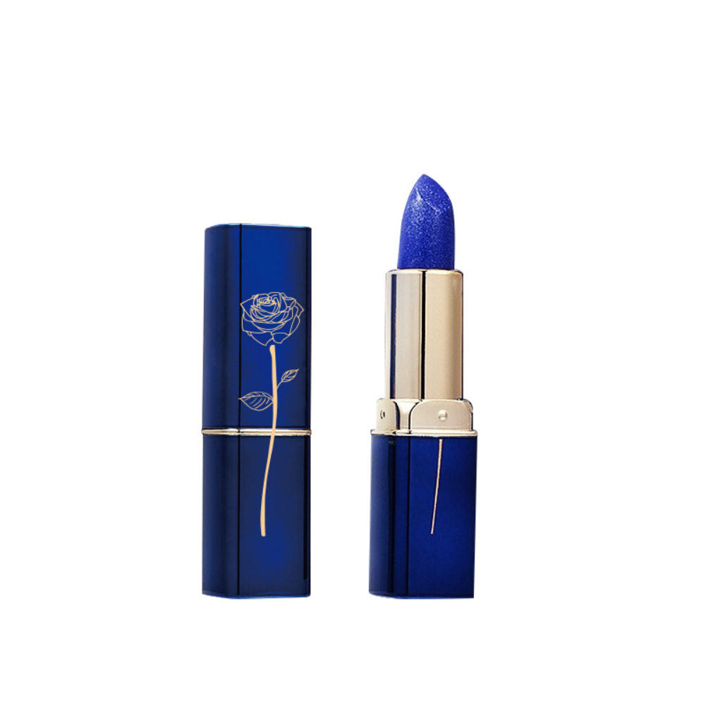 Lessxcoco 1pc Temperature Changing Lipstick Gradient Blue Rose Light Texture Non-stick Cup Color Changing Lip Balm Women Comestic Lip Makeup Blue Lipsticks