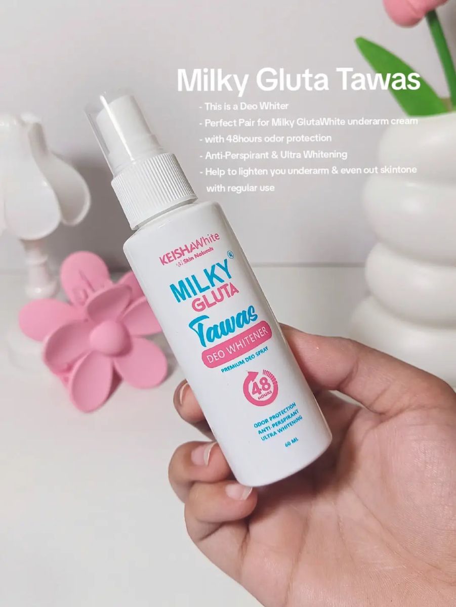 MILKY GLUTA TAWAS DEO WHITENER 48HRS NO SWEAT, NO ODOR | 10X ULTRA WHITENING (PREMIUM DEODORANT SPRAY) | Anti-Perspirant | Ultra Whitening Deo 60ml