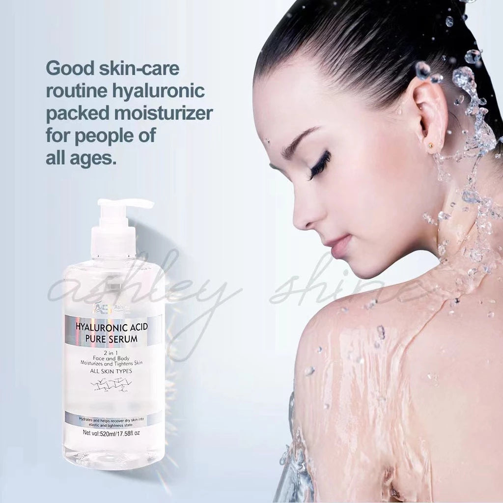 Ashley Shine ACID Hyaluronic Pure Serum 2 in 1 Face and Body Moisturizes Tightens Skin 520ml