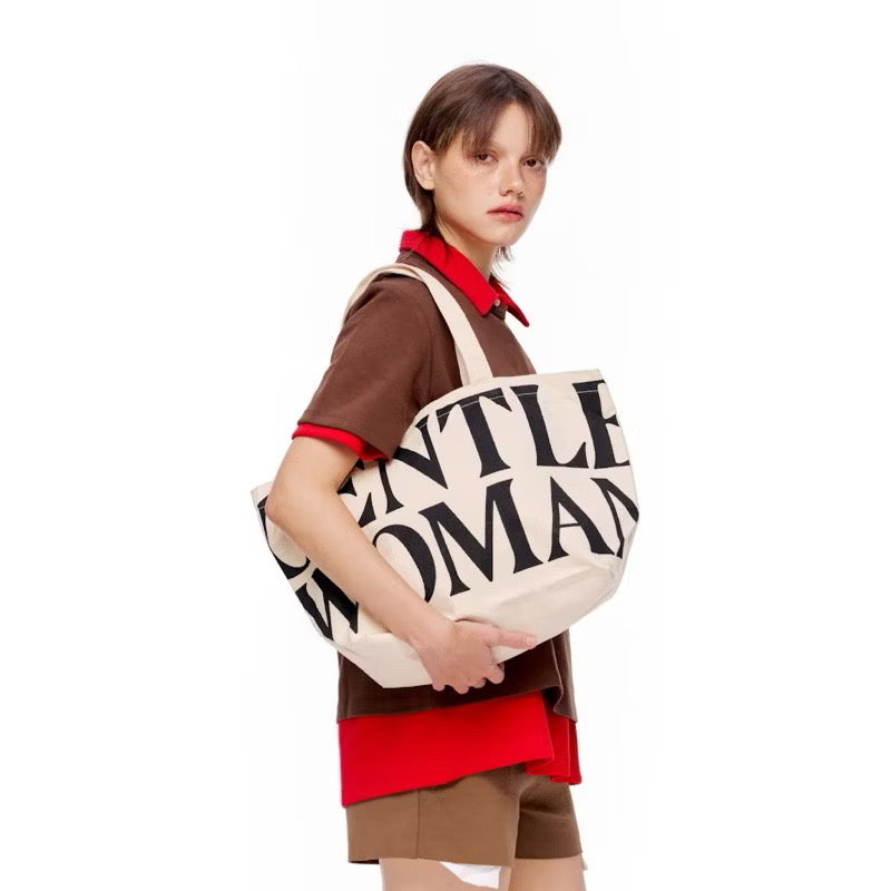 Gentle Woman Large Capacity Tote Bag With  Alphabet Canvas Bags For Ladies Office Worker Tote GentleWoman