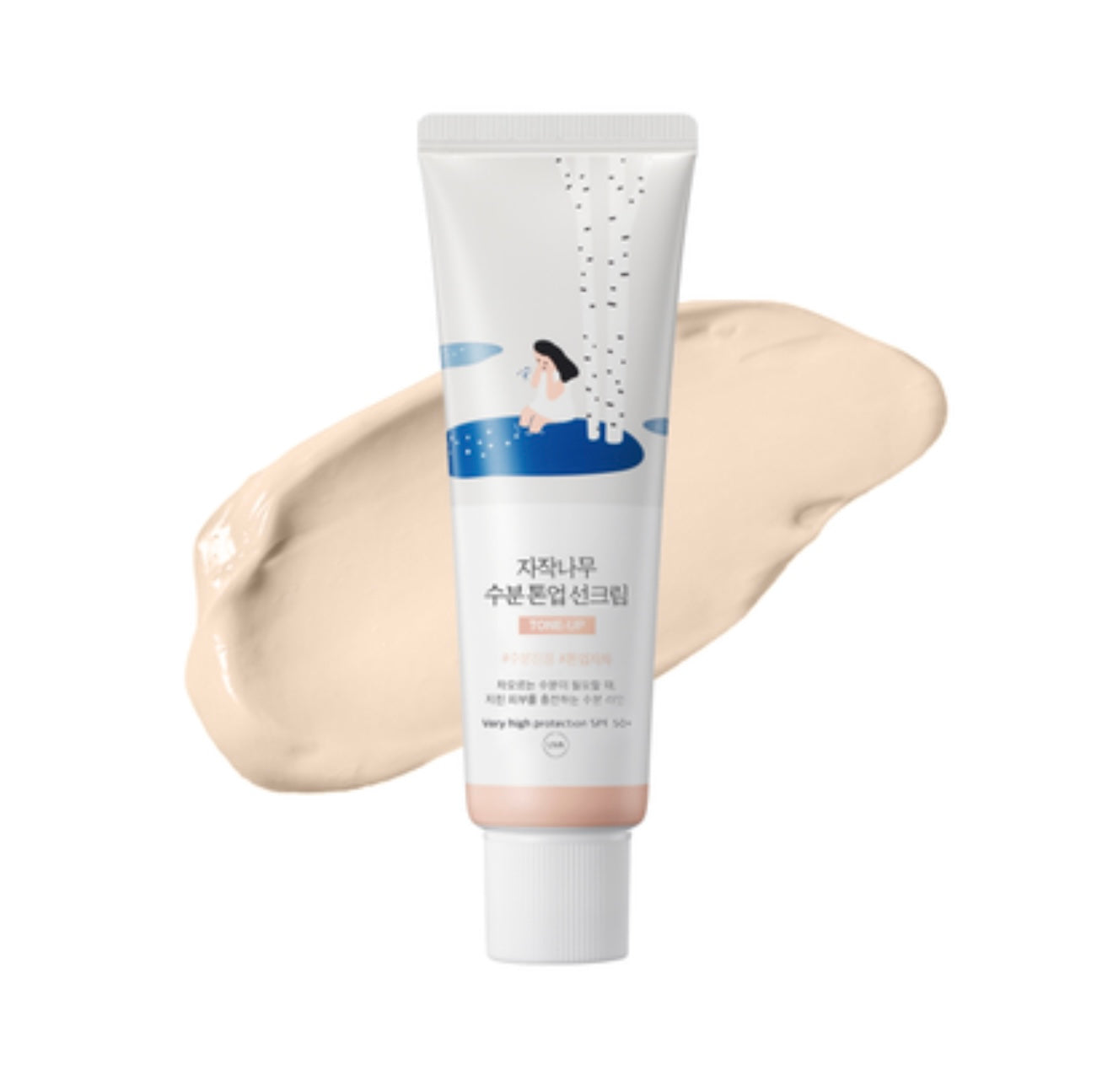 ROUND LAB Birch Juice Moisturizing Tone Up Sunscreen 1.69 Fl.Oz/50mL, No White Cast, Strong UV Protection, Moist Essence Type, Ocean Friendly-Reef Safe