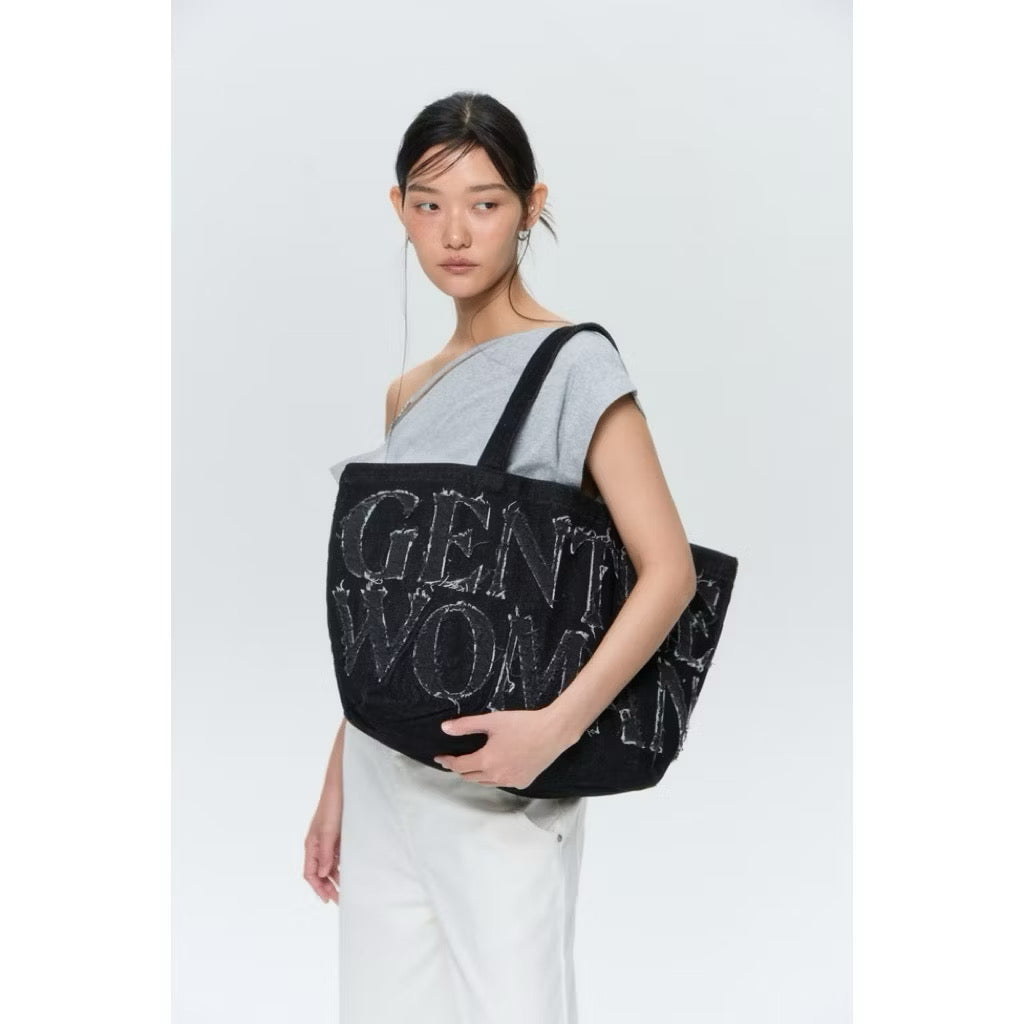 Gentlewoman denim bag 2025 new large capacity commuter tote bag