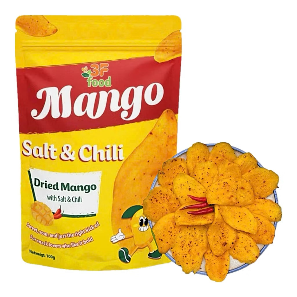 Dried Mango With Salt and Chili 3F Food – No Sugar, No Fried, Healthy Spicy Sour Snack