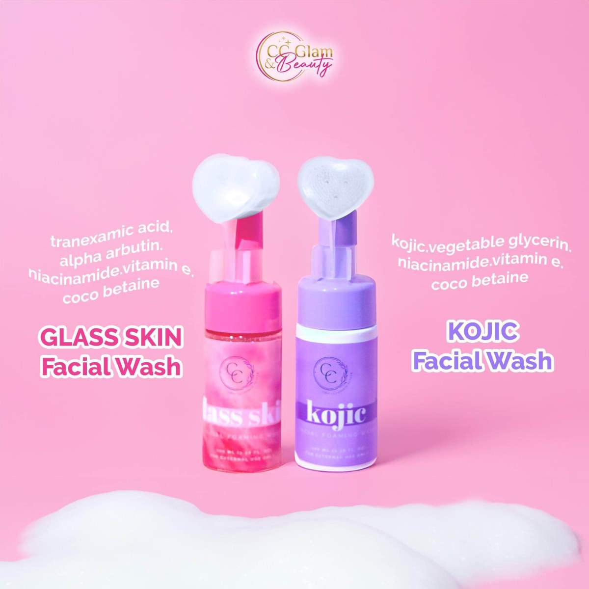 CC GLAM & BEAUTY | GLASS SKIN & KOJIC FACIAL FOAM WASH