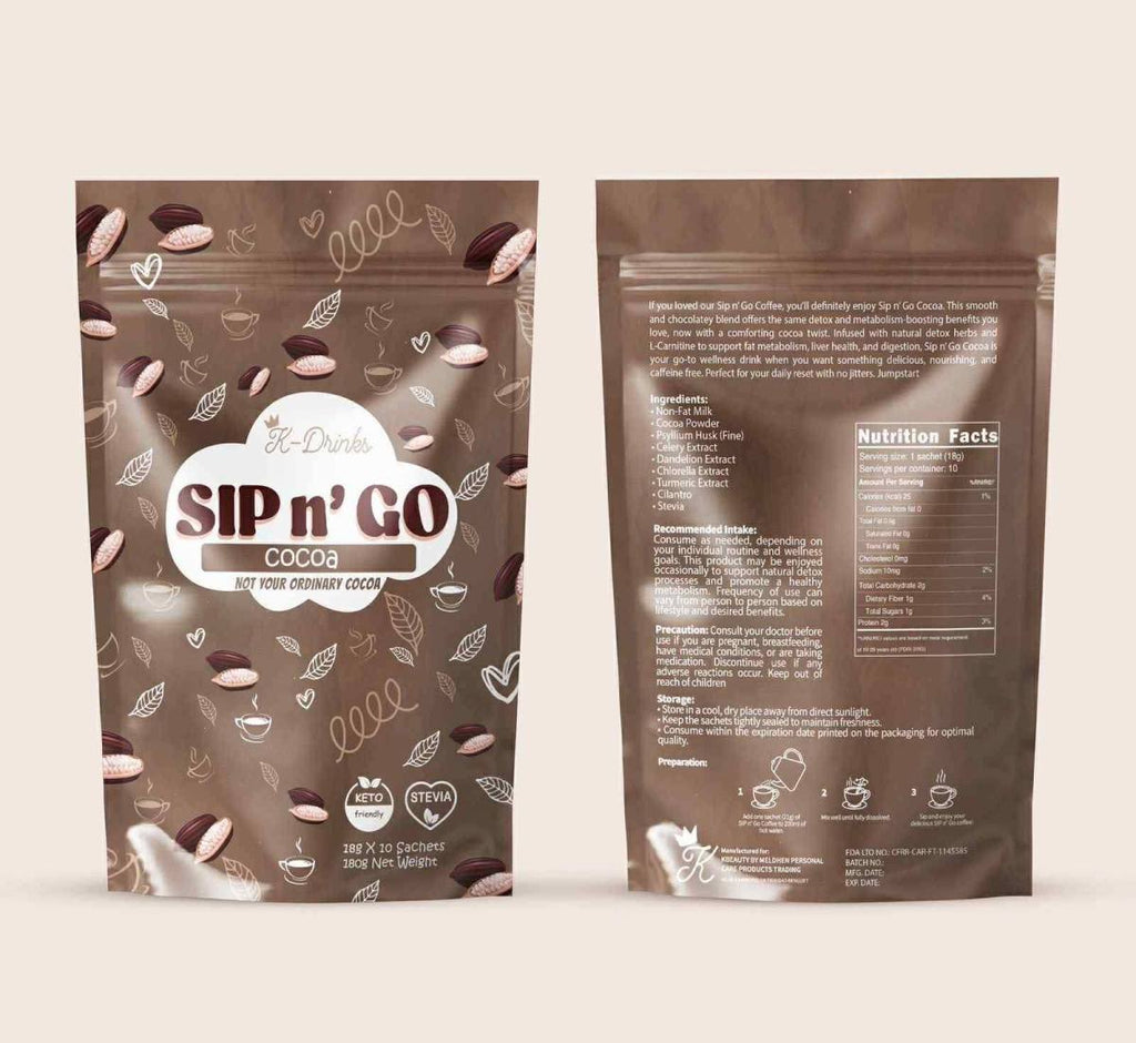 K-DRINKS Sip n’ Go Detox Coffee – Slimming, Sugar-Free, Metabolism Boost, 10 Sachets by Meldhen