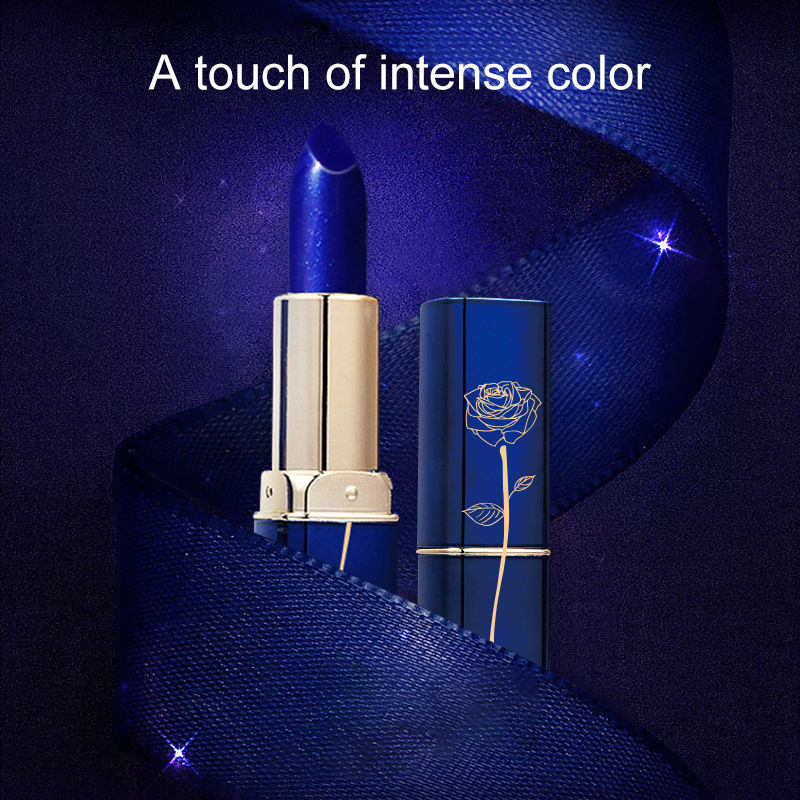 Lessxcoco 1pc Temperature Changing Lipstick Gradient Blue Rose Light Texture Non-stick Cup Color Changing Lip Balm Women Comestic Lip Makeup Blue Lipsticks