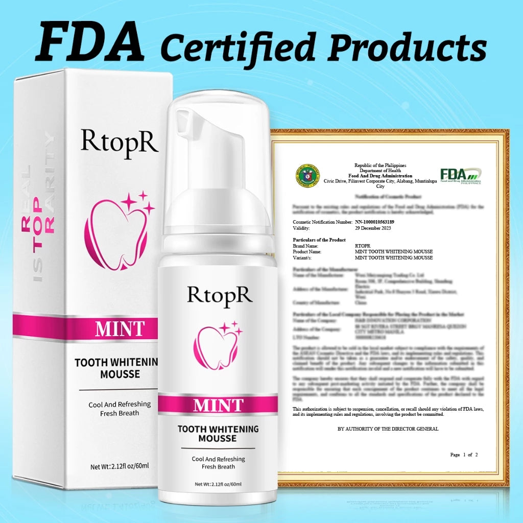 RtopR Teeth Cleansing Whitening Mousse Removes Stains Oral Hygiene Mousse Toothpaste Oral Care 60ml