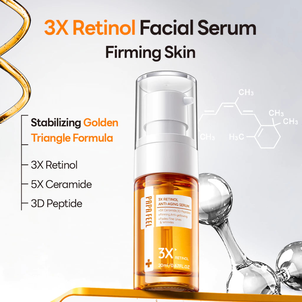 PAPA FEEL Retinol Serum Anti Aging Serum melasma remover 20ml | Anti Wrinkle | Wrinkles Removal On Face | 3X Retinol Essence |