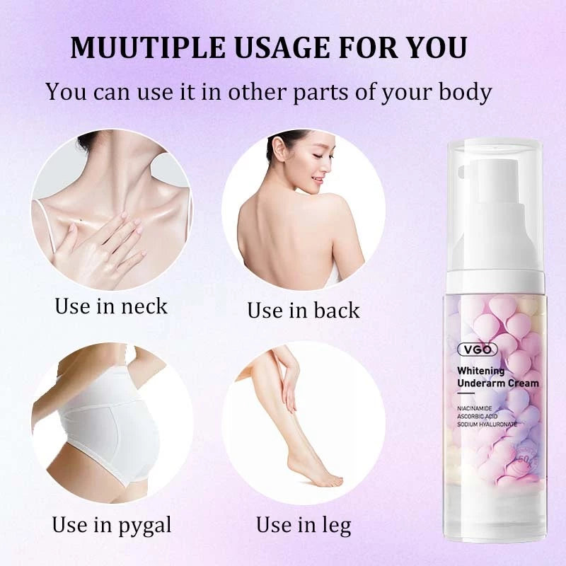 VGO 50X Underarm Whitening Body Cream Underarm Odor Remover Deodorant Inguinal Whitening Cream Underarm Neck Inner Thigh And Bikini Area Whitening Cream 40g