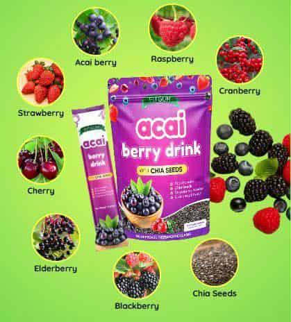 Fitgum Acai Berry Drink With Chia Seeds Glutathione Collagen Beauty Drink Anti-aging, Whitening Skin And Keeping Fit