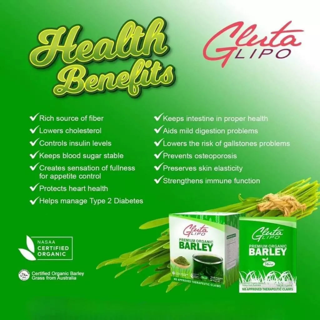 GLUTALIPO Barley Drink Pure Natural Premium Organic 10 Sachets Healthy Weight Gluta Lipo