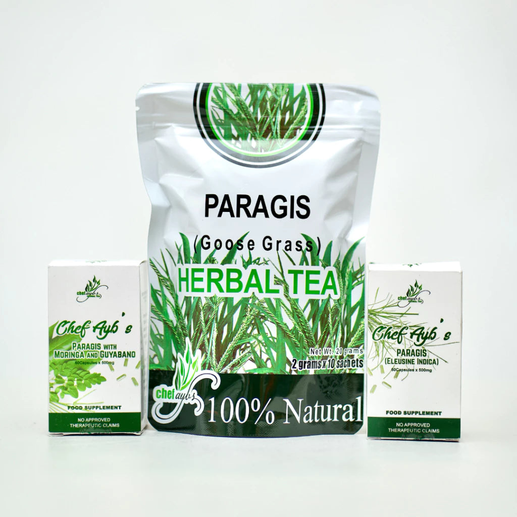 CHEF AYB'S POWER TRIO || 1 PARAGIS TEA, 1 PARAGIS CAPSULE, 1 PARAGIS W MORINGA AND GUYABANO CAPSULE