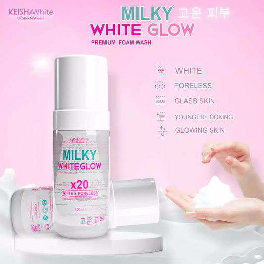 MILKY WHITE GLOW PREMIUM FOAM WASH X20 WHITENING FOR PORES, ACNE, PIMPLE, OILY, ACNE MARKS,BLEMISHES