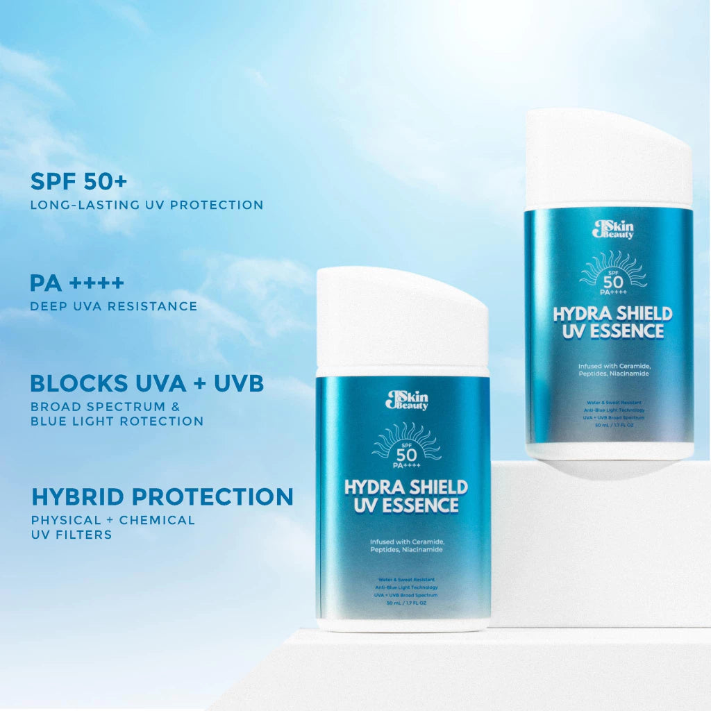 JSKIN HYDRA SHIELD UV ESSENCE SPF 50 PA++++ 50mL Infused with Ceramides, Peptides, Niacinamide Water