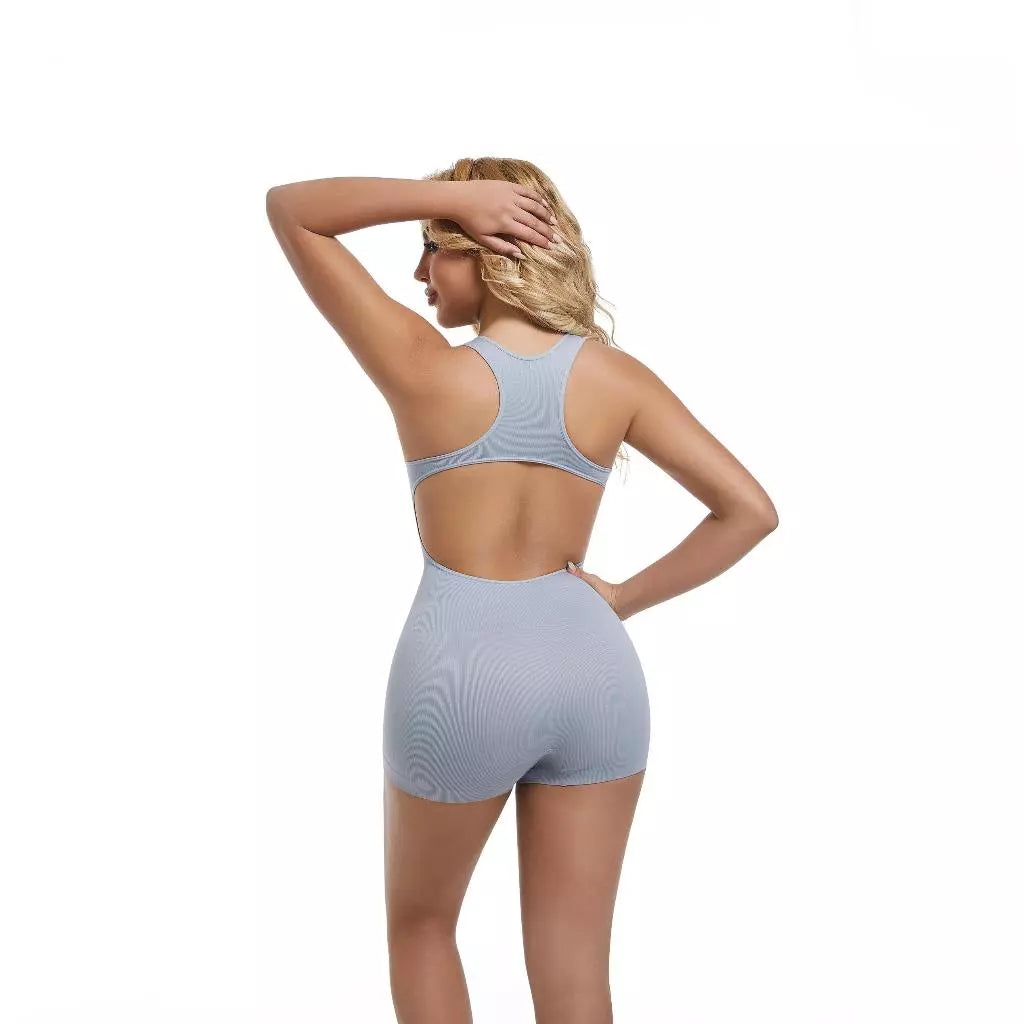 Women’s Seamless Bodysuit Open Back Jumpsuit Fitness Wear For Summer