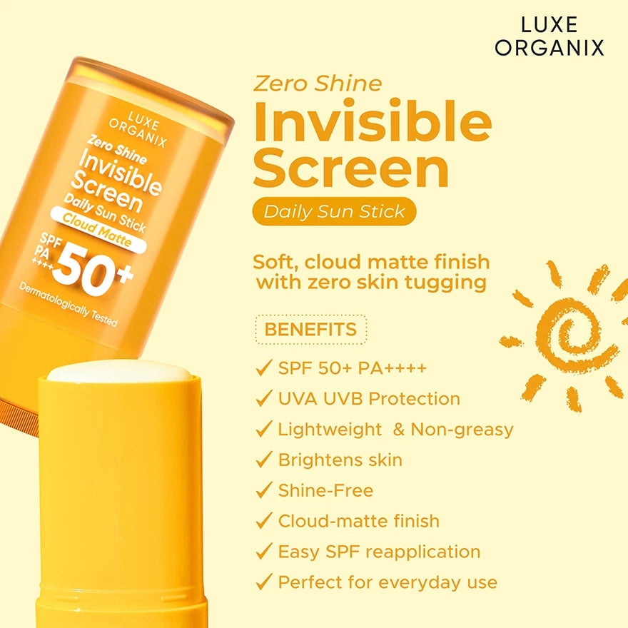 LUXE ORGANIX Zero Shine Invisible Screen Daily Sun Stick SPF 50 17g