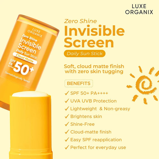 LUXE ORGANIX Zero Shine Invisible Screen Daily Sun Stick SPF 50 17g