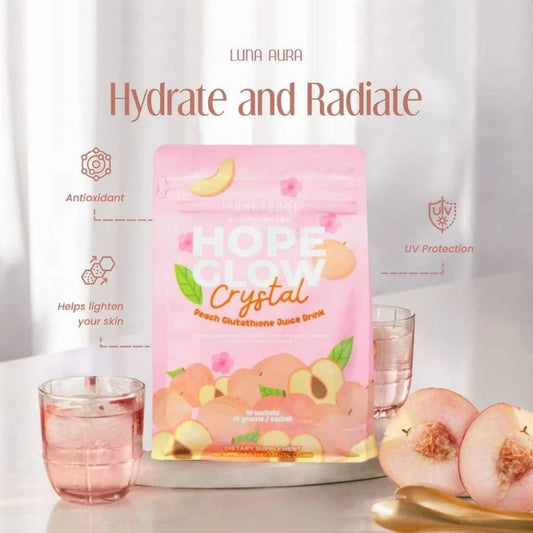 Luna Aura Hope Glow Crystal Peach Glutathione Juice Drink