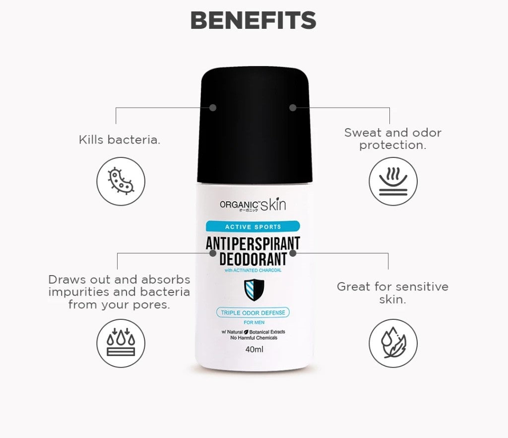 Organic Skin Japan Anti-Perspirant Deodorant For Men 40ml Underarm Whitening Deo Roll On