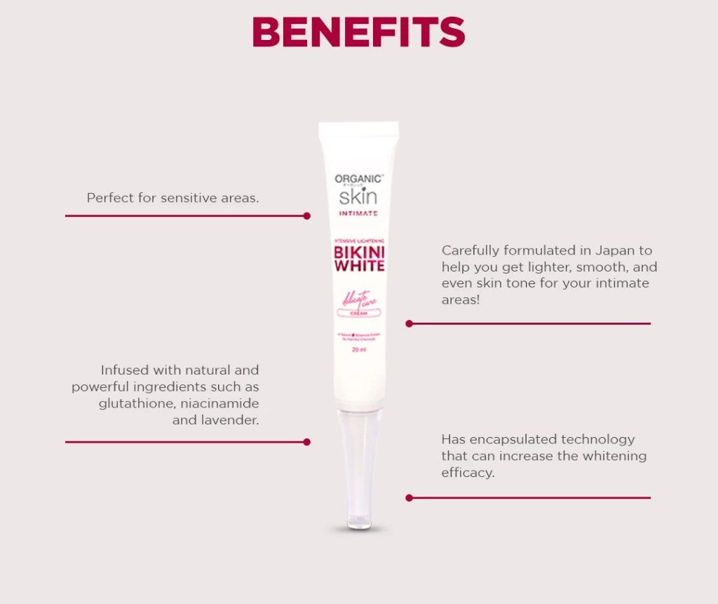 Organic Skin Japan Bikini Whitening Cream Inner Thigh Intimate Area Lightening Cream 20ml