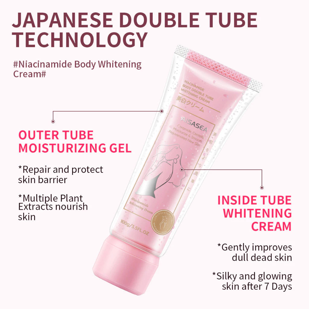 AISASEA Niacinamide Double Tube Whitening Body Lotion 100g | Instant Brightening Cream